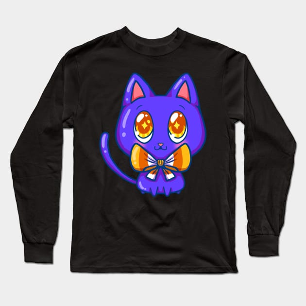 Cute little monster cat Long Sleeve T-Shirt by koneko